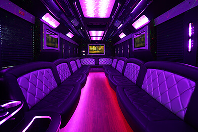 party bus rental with intimate lighting